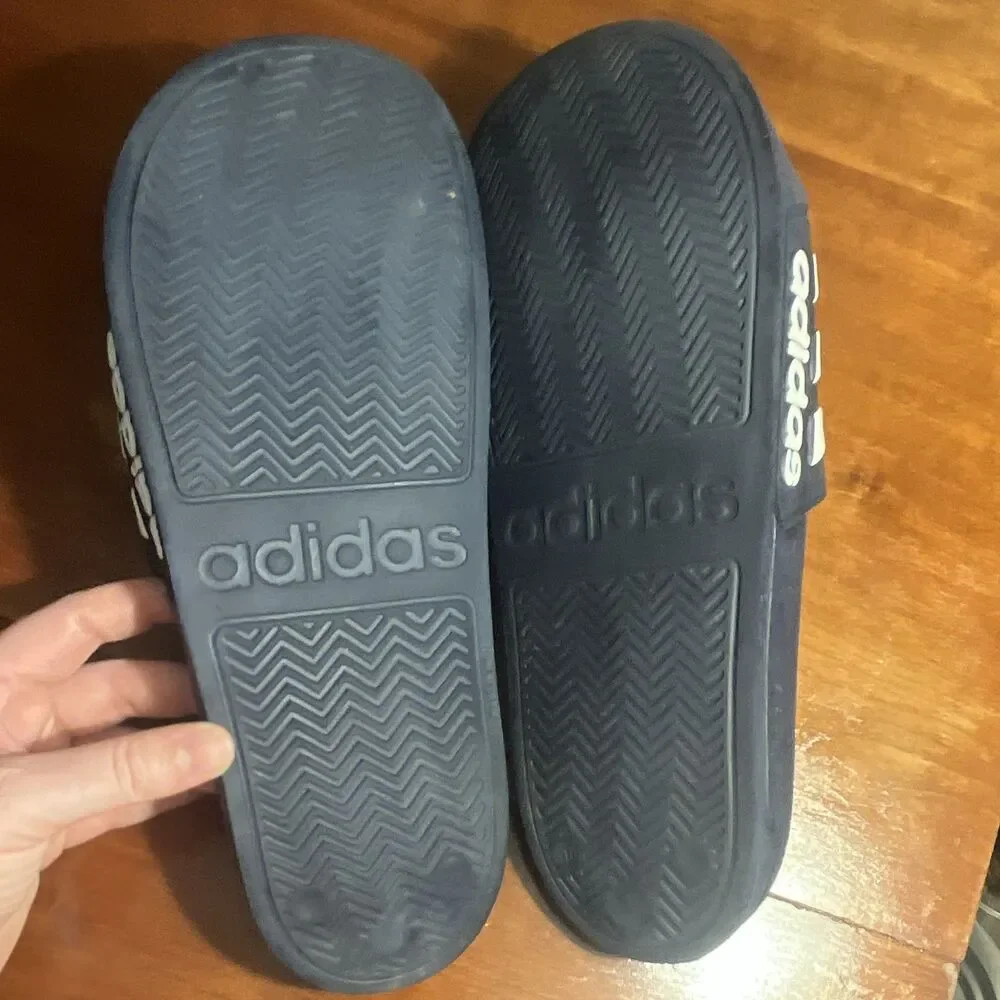 adidas Men’s Slide Sandals Blue/White 3-Stripes Slip-On US 10 EU 44 AQ1703